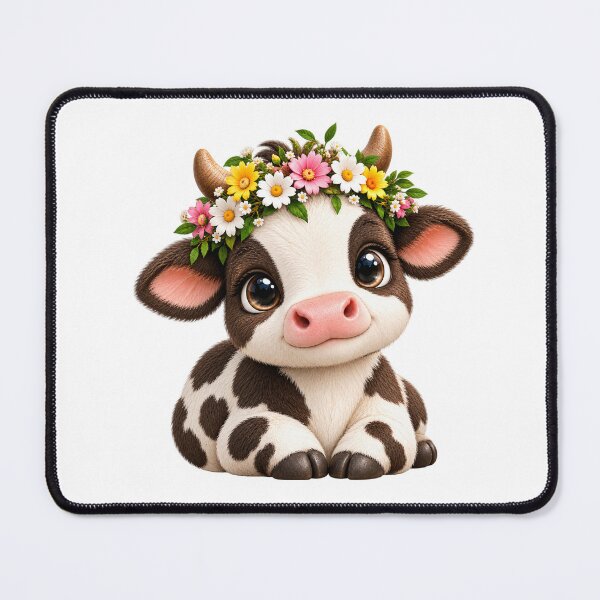 Item preview, Cute Baby Cow With Colorful Flower Crown designed and sold by Appu6667.
