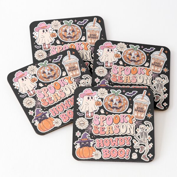 Item preview, Spooky Season Howdy Boo Retro Pumpkin Disco Ball Dancing Skeleton Ghost Sticker Sheet designed and sold by Bhaskar Digital Art.