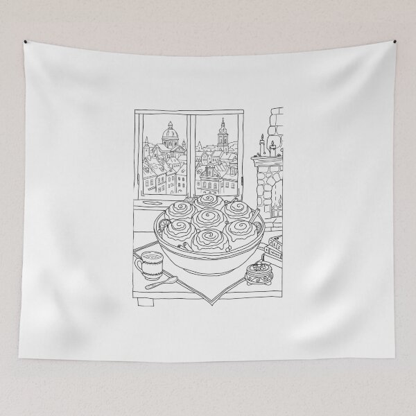 Item preview, Cozy Cinnamon Rolls by Window Snowy European City designed and sold by polisi26.