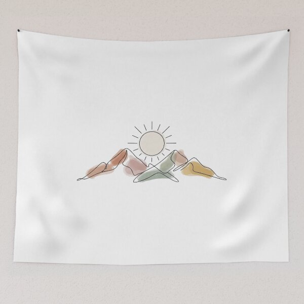 Item preview, Abstract Mountain Sunrise - Minimalist Line Art Landscape designed and sold by The Red Lime.