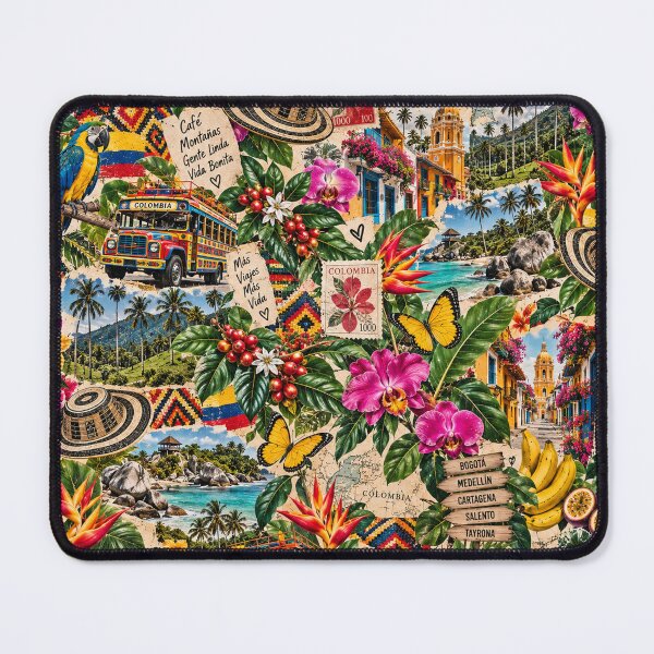 Item preview, Colombia Travel Collage – Coffee Culture & Tropical Colors designed and sold by MetaModel Editions.