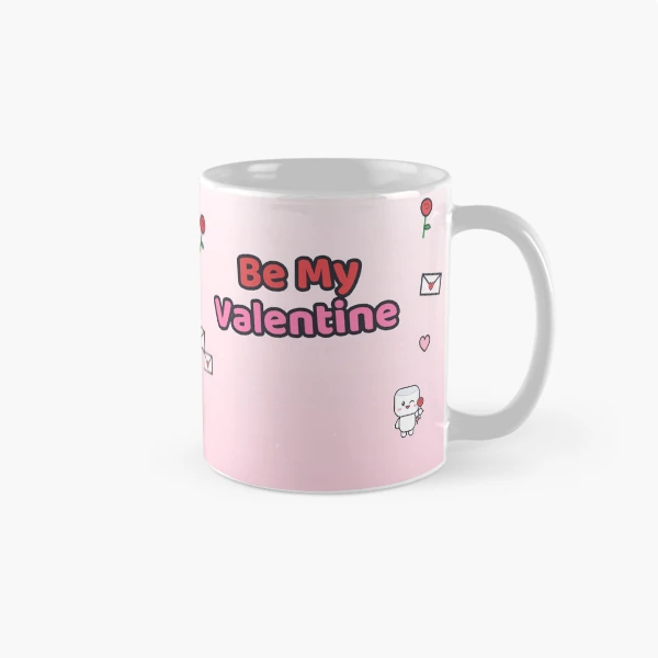 Be My Valentine - Cute Marshmallow Pip with a Big Red Heart — Classic Mug by BiMood