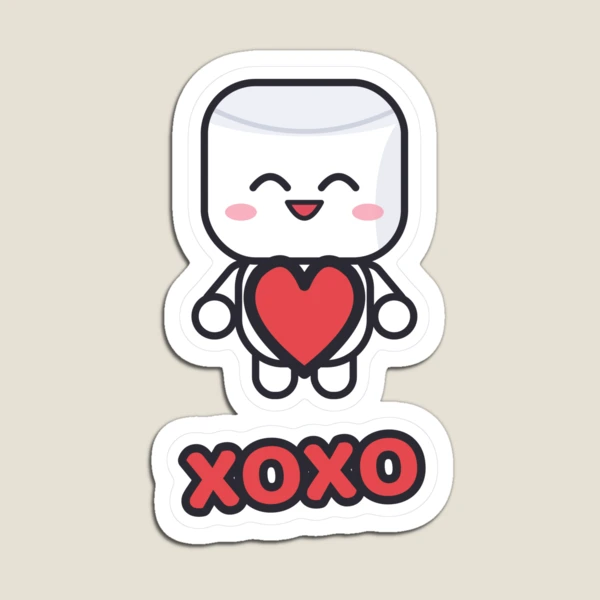 Be My Valentine - Cute Marshmallow Pip with a Big Red Heart — Magnet by BiMood