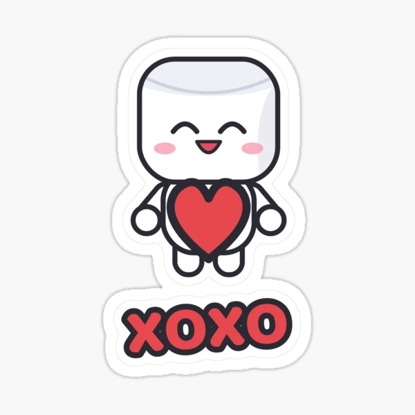 Be My Valentine - Cute Marshmallow Pip with a Big Red Heart — Sticker by BiMood