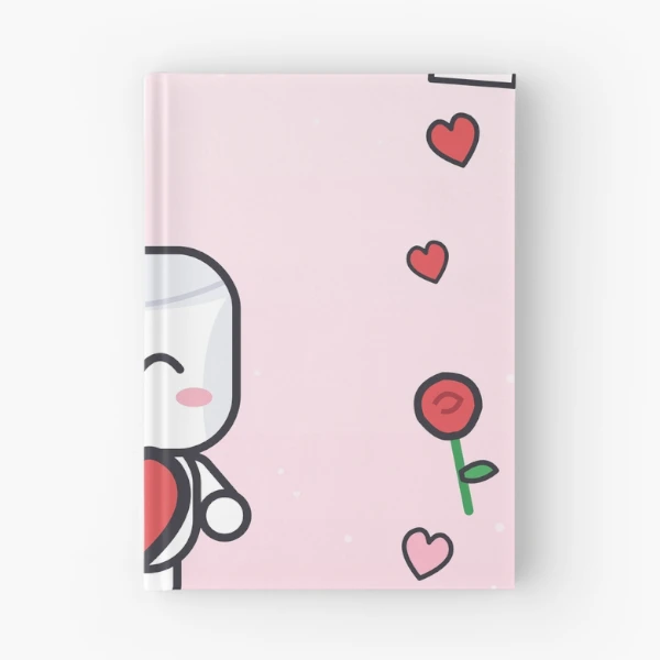 Be My Valentine - Cute Marshmallow Pip with a Big Red Heart — Spiral Notebook by BiMood