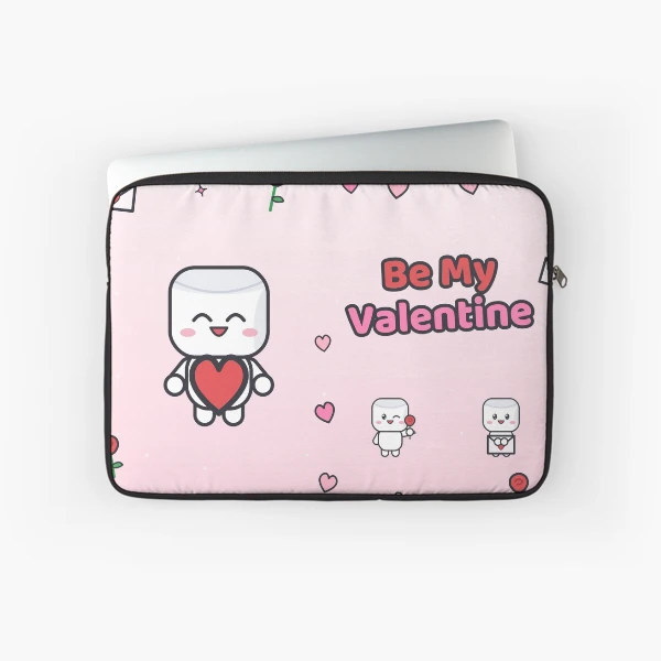 Be My Valentine - Cute Marshmallow Pip with a Big Red Heart — Laptop Sleeve by BiMood