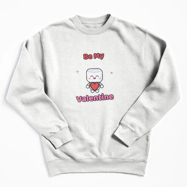 Be My Valentine - Cute Marshmallow Pip with a Big Red Heart — Pullover Sweatshirt by BiMood
