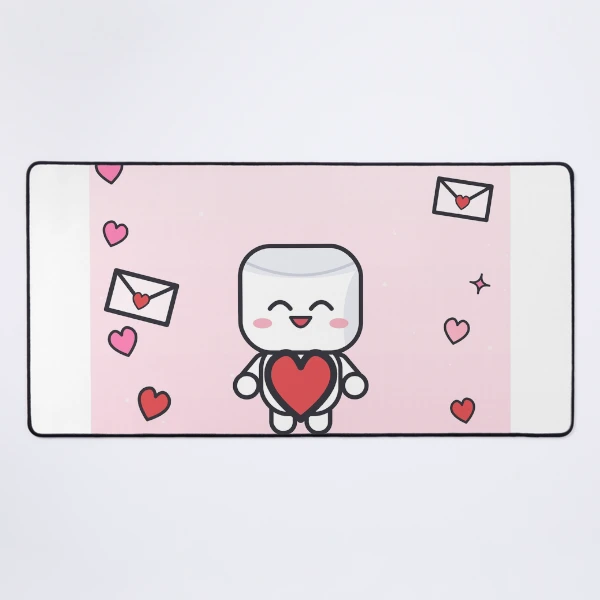 Be My Valentine - Cute Marshmallow Pip with a Big Red Heart — Mouse Pad by BiMood