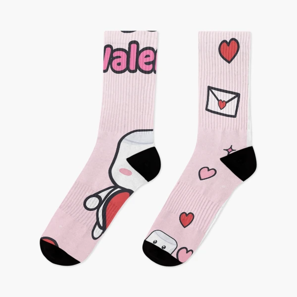 Be My Valentine - Cute Marshmallow Pip with a Big Red Heart — Socks by BiMood