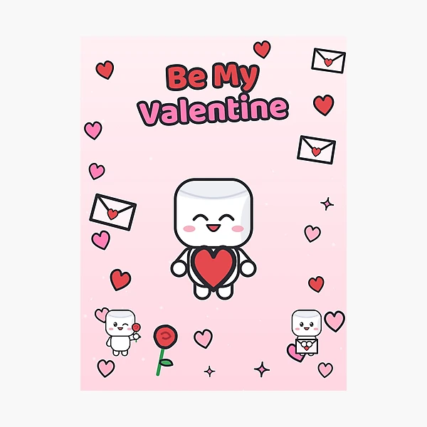 Be My Valentine - Cute Marshmallow Pip with a Big Red Heart — Photographic Print by BiMood