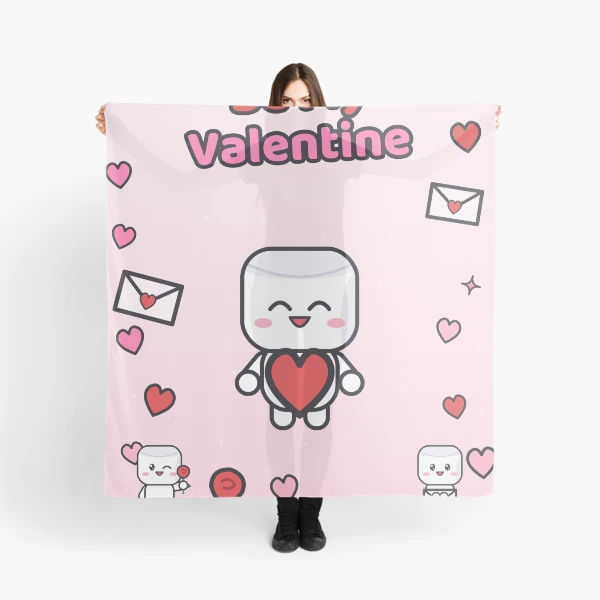 Be My Valentine - Cute Marshmallow Pip with a Big Red Heart — Scarf by BiMood