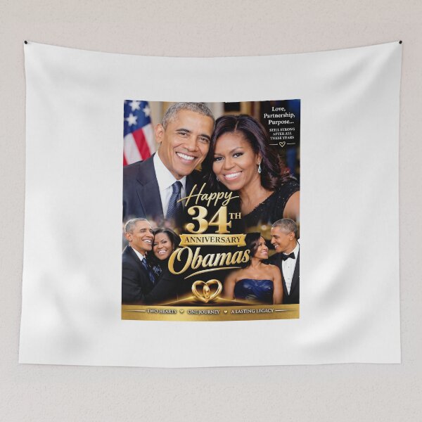Item preview, Michelle Obama - Barack Obama - Obamas - Happy 34th Anniversary - Love, Partnership, Purpose... Stil designed and sold by ArtSantosv.