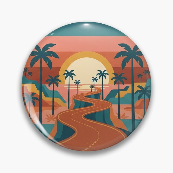 Item preview, Retro Tropical Road - Vintage Sunset & Palm Trees designed and sold by The Red Lime.