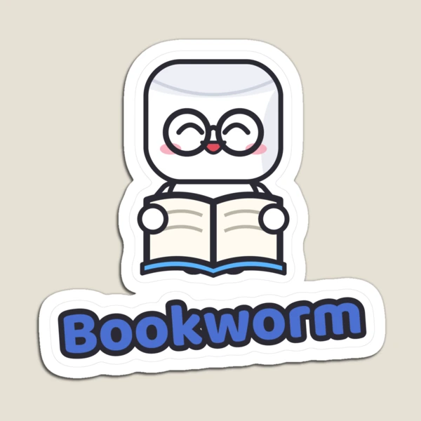 Just One More Chapter - Cute Bookworm Marshmallow Pip Reading — Magnet by BiMood