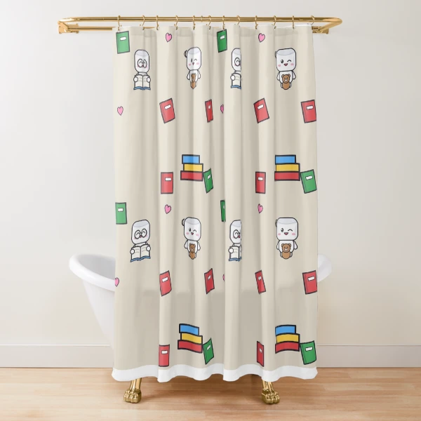 Just One More Chapter - Cute Bookworm Marshmallow Pip Reading — Shower Curtain by BiMood