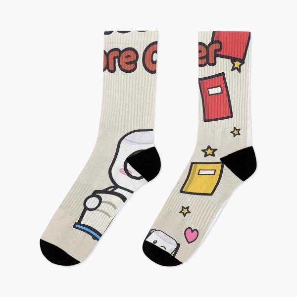 Just One More Chapter - Cute Bookworm Marshmallow Pip Reading — Socks by BiMood