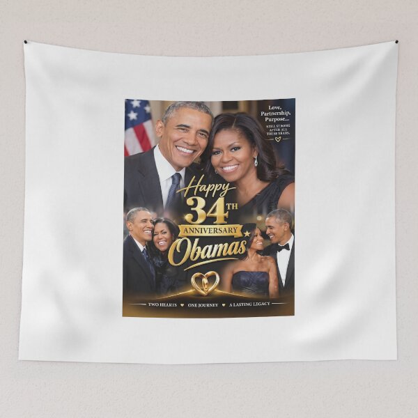 Item preview, Michelle Obama - Barack Obama - Happy 34th Anniversary Obamas designed and sold by ArtSantosv.