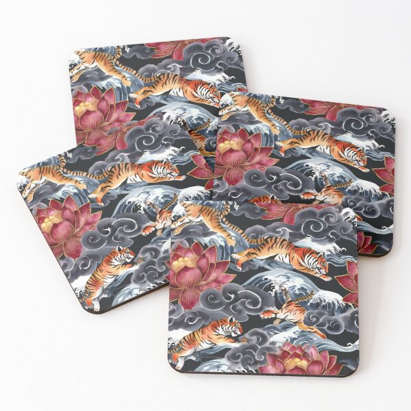 Item preview, Japanese Waves & Fighting Tiger Pattern  designed and sold by The Design Asset Station.