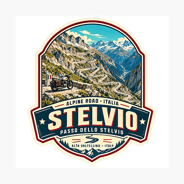 Item preview, Alpine Road Italia Stelvio Passo Dello Stelvio Motorcycle Rider designed and sold by ManilStuck237.