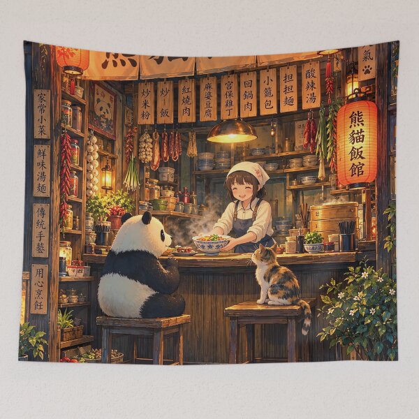 Item preview, Cozy Panda Noodle Shop – Anime Night Market designed and sold by Curio Meridian.