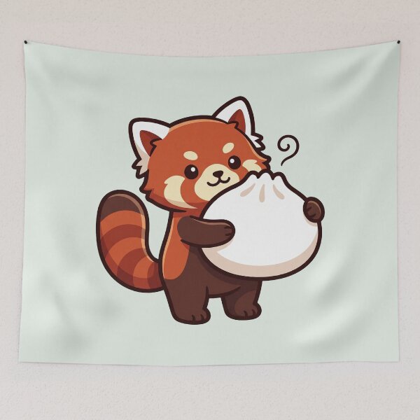 Item preview, Red Panda Dumpling Hug, Kawaii Bao Bun designed and sold by Rariks.