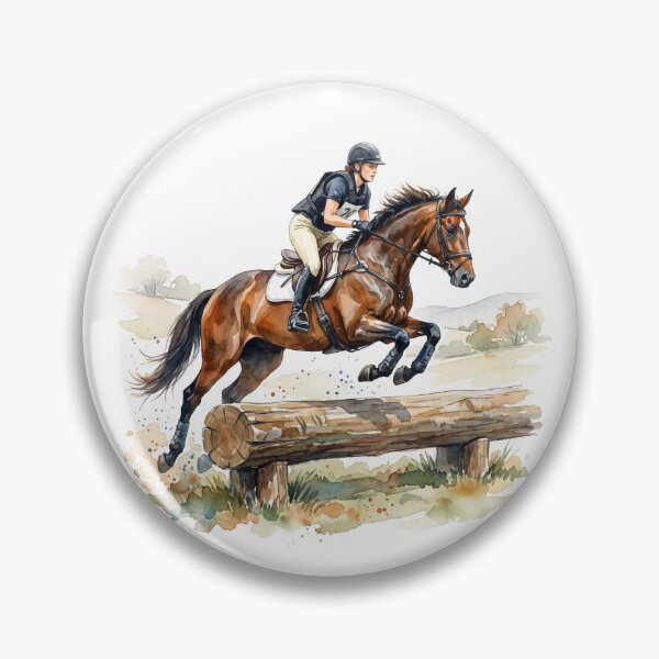 Item preview, Cross Country Horse Jumping Watercolor Art designed and sold by Rutvain.