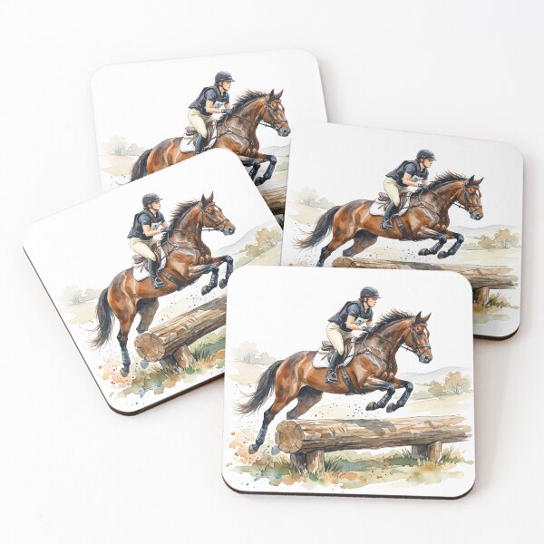 Item preview, Cross Country Horse Jumping Watercolor Art designed and sold by Rutvain.