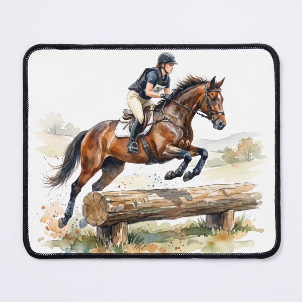 Item preview, Cross Country Horse Jumping Watercolor Art designed and sold by Rutvain.