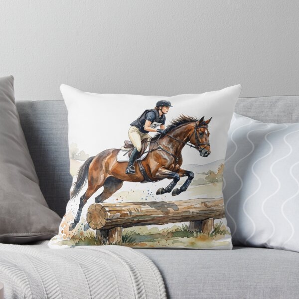 Item preview, Cross Country Horse Jumping Watercolor Art designed and sold by Rutvain.