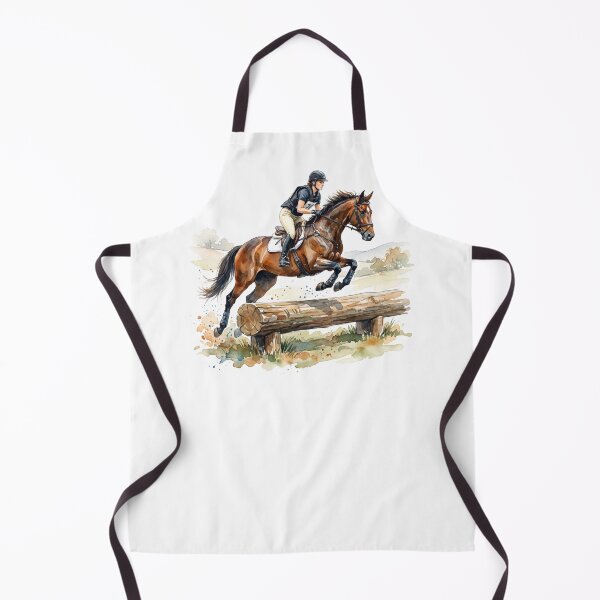 Aperçu de l'œuvre Aquarelle représentant un cheval de cross-country en saut d'obstacles créée et vendue par Rutvain.