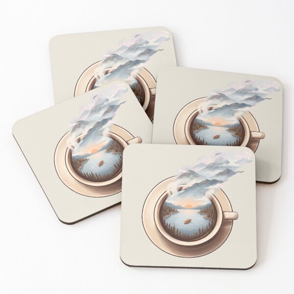 Item preview, Coffee Portal to a Misty Lake at Sunrise designed and sold by Rariks.
