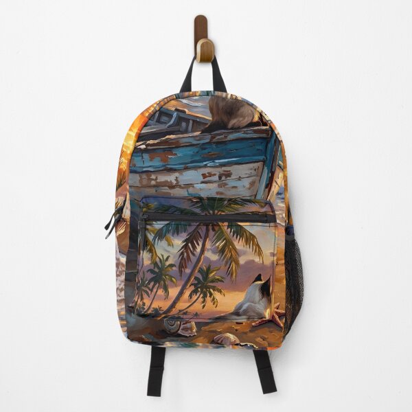 Item preview, Serene Siamese Cat Watching Tropical Beach Sunset designed and sold by Fateh-Kro ⭐⭐⭐⭐⭐.