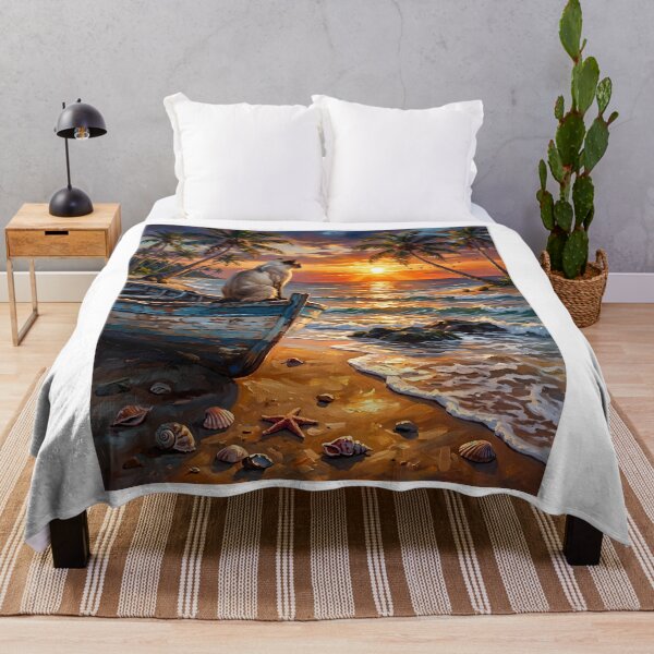 Item preview, Serene Siamese Cat Watching Tropical Beach Sunset designed and sold by Fateh-Kro ⭐⭐⭐⭐⭐.