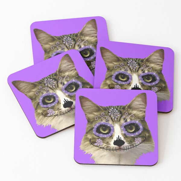Item preview, Dia de los Muertos Face Painted Maine Coon boy designed and sold by StudioTanoshiiNeko.