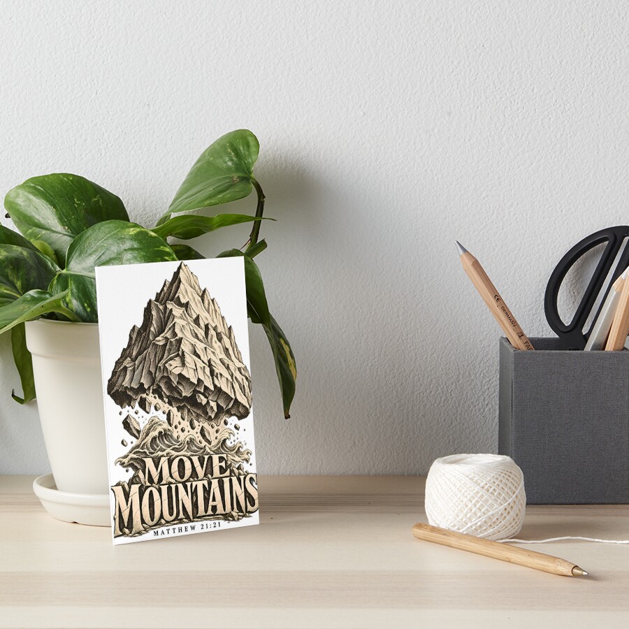 Move Mountains Vintage Engraving T-Shirt — Print
