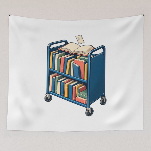 Item preview, Librarian Book Return Cart Illustration designed and sold by Philippa Shop.