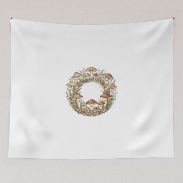 Item preview, Vintage Mushroom Wreath - Cottagecore Botanical Forest Art designed and sold by The Red Lime.