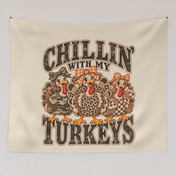 Item preview, Chillin' with My Turkeys - Funny Trio Turkeys Patchwork Camo Leopard Thanksgiving designed and sold by AmiGraph.
