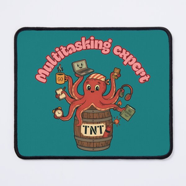 Item preview, Funny Octopus Multitasking Expert Office Meme designed and sold by ZeroContextArt.