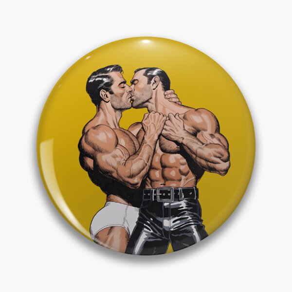 Item preview, Passionate Kiss in Leather and Briefs – Retro Comic Ink Art designed and sold by gayishdesign.