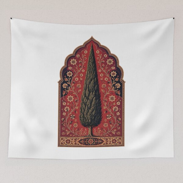Item preview, Persian Rug Cypress Tree in Red Floral Arch designed and sold by aliyehc.