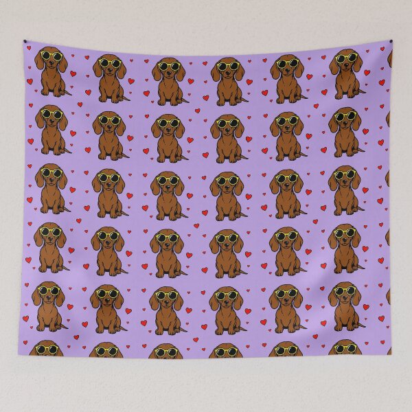 Item preview, Dachshund Hearts Pattern Print  designed and sold by doodle189.