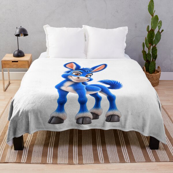 Item preview, Cute Blue Donkey – Fluffy Blue Cartoon Animal Illustration designed and sold by ArtSpark Studio.