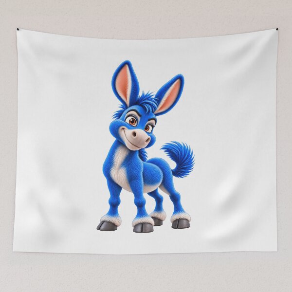 Item preview, Cute Blue Donkey – Fluffy Blue Cartoon Animal Illustration designed and sold by ArtSpark Studio.