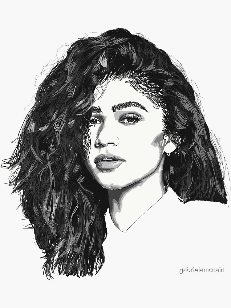 "Zendaya Sketch" Sticker by gabrielamccain Redbubble