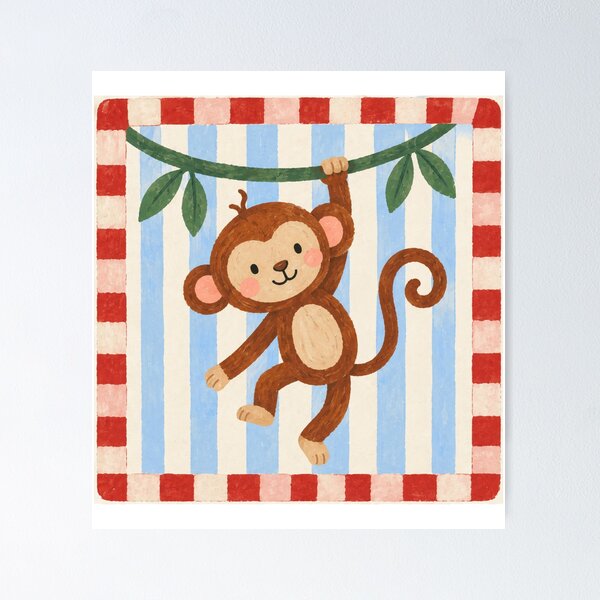 Item preview, Cute Vintage Monkey - Safari Animal Print for Baby's Room designed and sold by MdeMaria04.