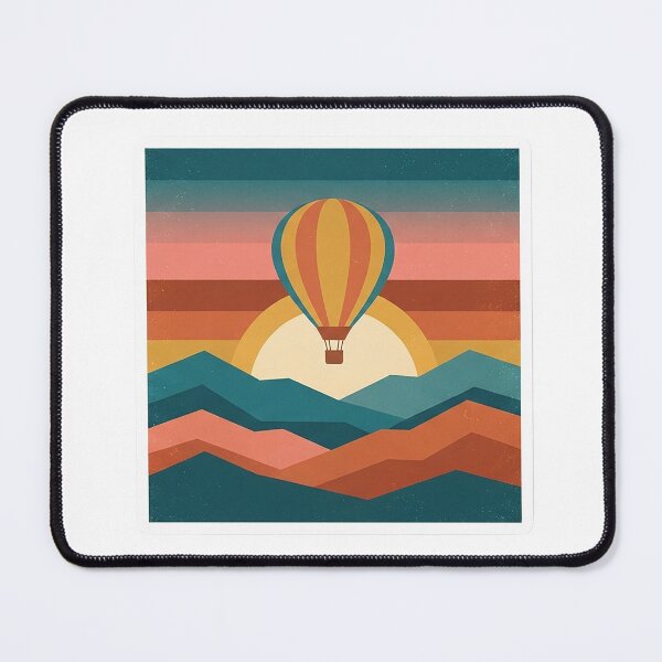 Item preview, Retro Hot Air Balloon - Vintage Sunset & Mountain Landscape designed and sold by The Red Lime.