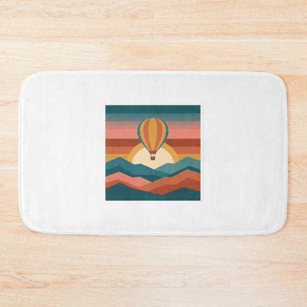 Item preview, Retro Hot Air Balloon - Vintage Sunset & Mountain Landscape designed and sold by The Red Lime.