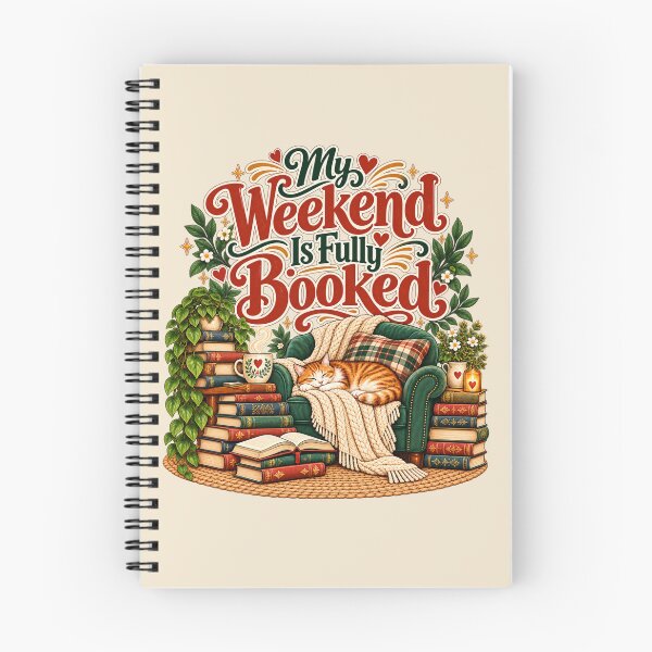 Item preview, My Weekend Is Fully Booked - Cozy Cat Book Lover designed and sold by NViora.