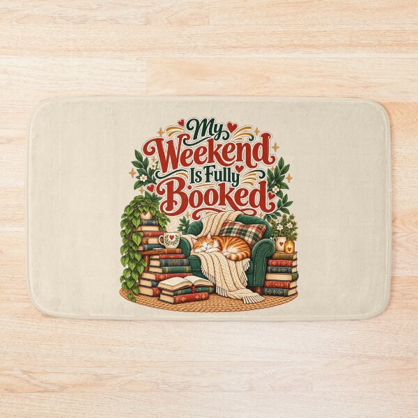 Item preview, My Weekend Is Fully Booked - Cozy Cat Book Lover designed and sold by NViora.